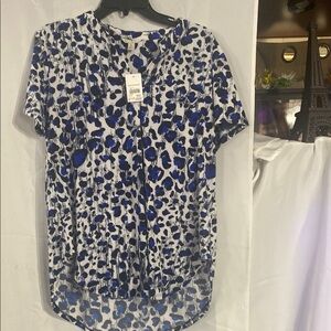 Blue and Black Patterned Women's Top